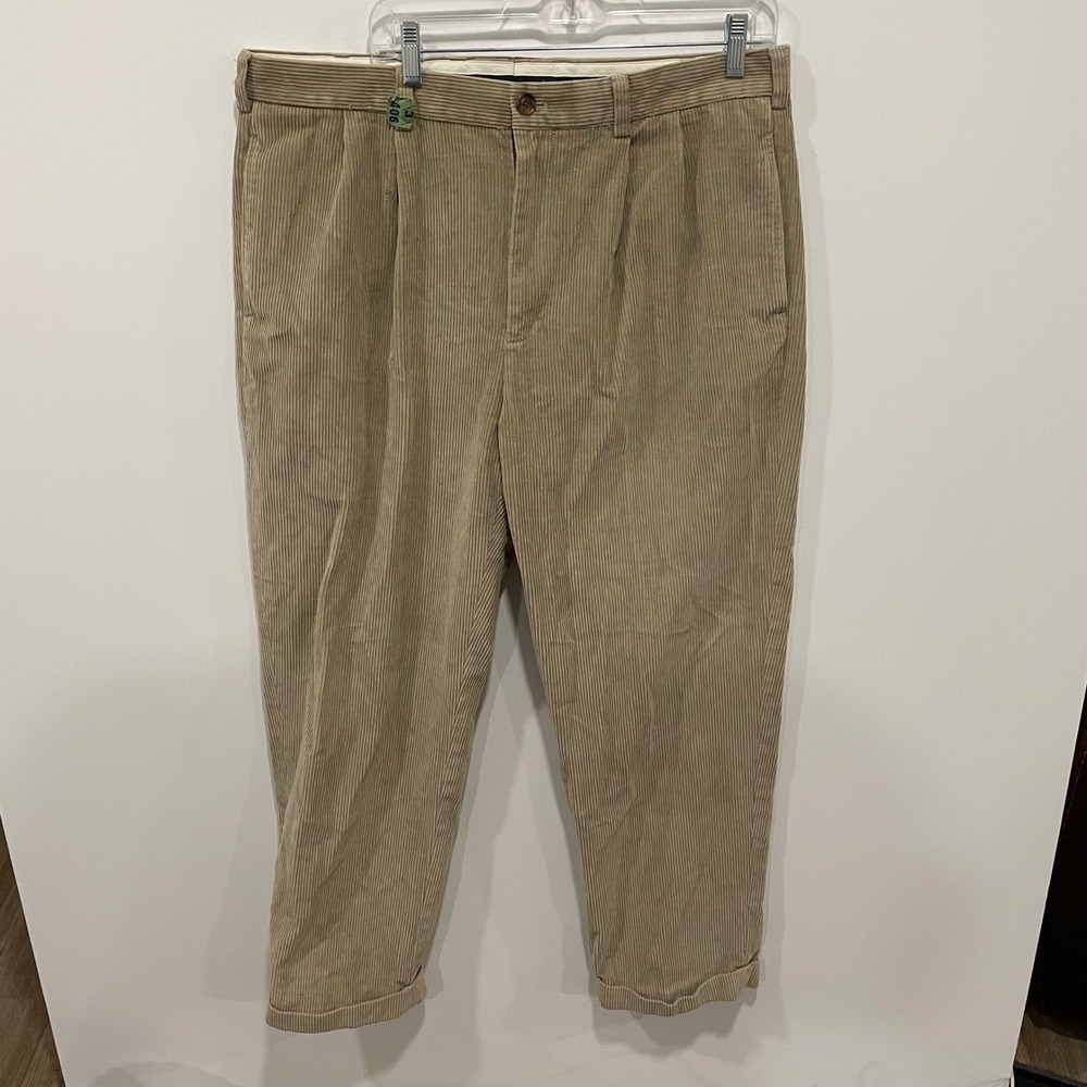 Brooks Brothers Elliot Corduroy Pleated Pants Mens Tan W38 L30